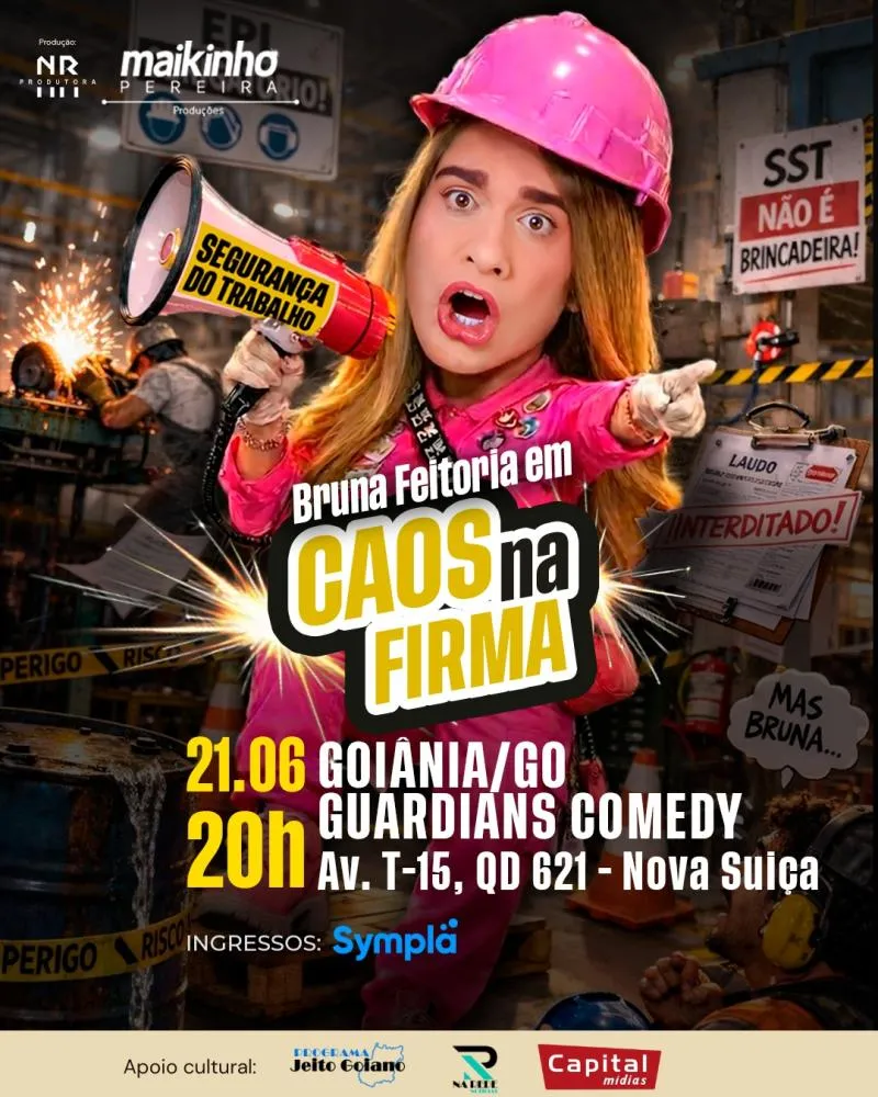 Bruna Feitoria leva espetáculo “Caos na Firma” a Goiânia com humor inspirado no ambiente de trabalho